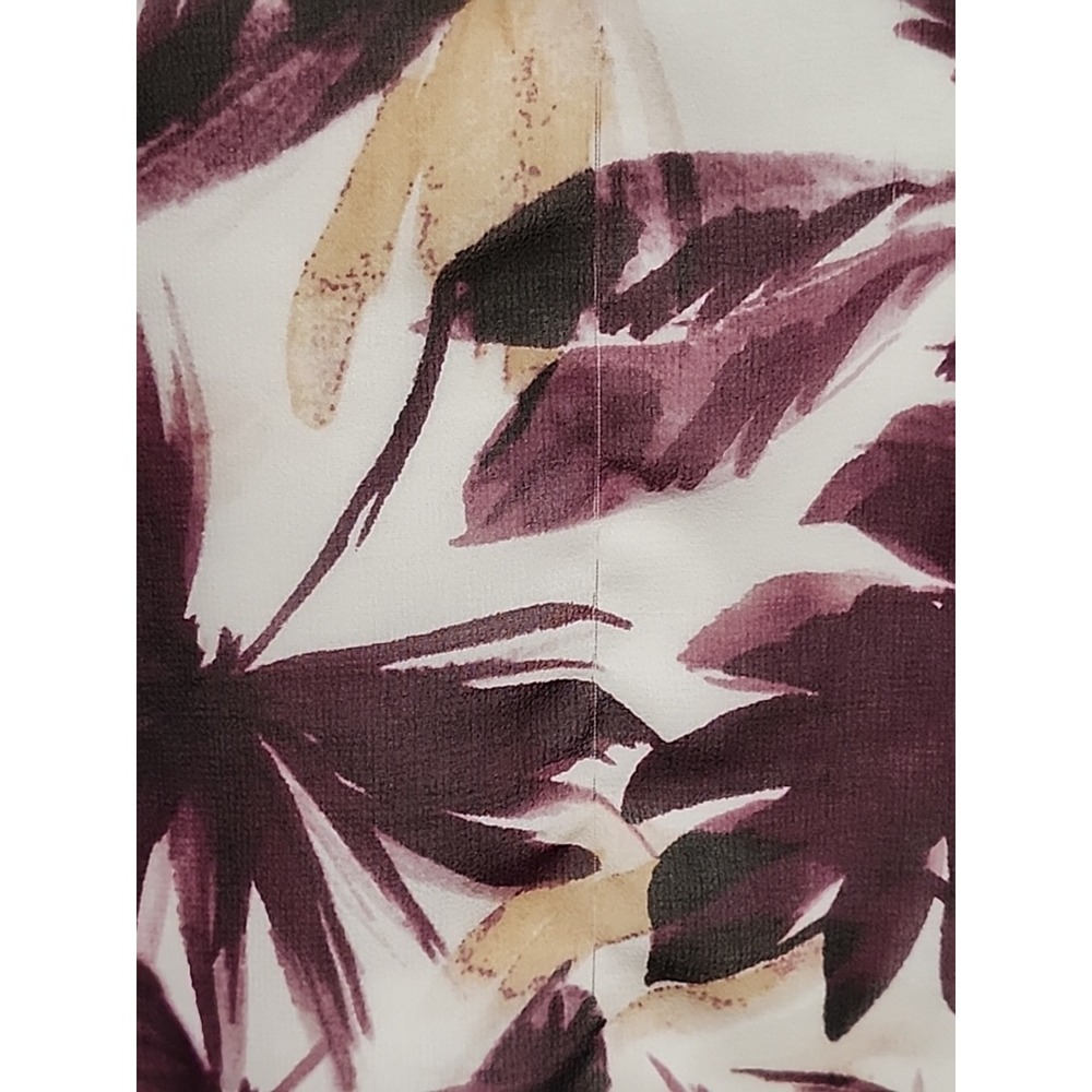 Calvin Klein Blouse Womens L Purple Floral Sheer Slip-in 3/4‎ Sleeve Tropical - Picture 9 of 10